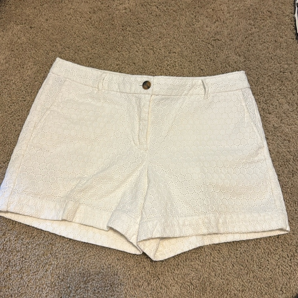 Boden Ivory Cream Eyelet Lace Shorts Size 8R